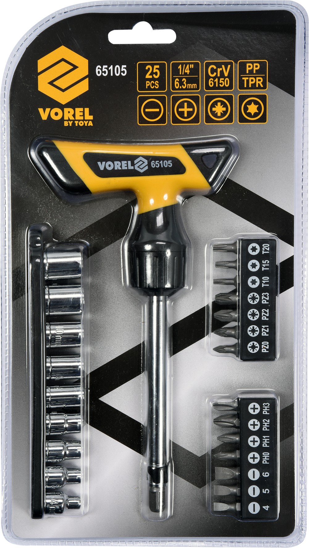 Șurubelniță tip T cu biți și tubulare Vorel 65105