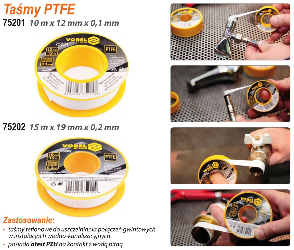 食器 Band new Bandă de teflon 19 mm x 0.2 mm x 15 m Vorel 75202
