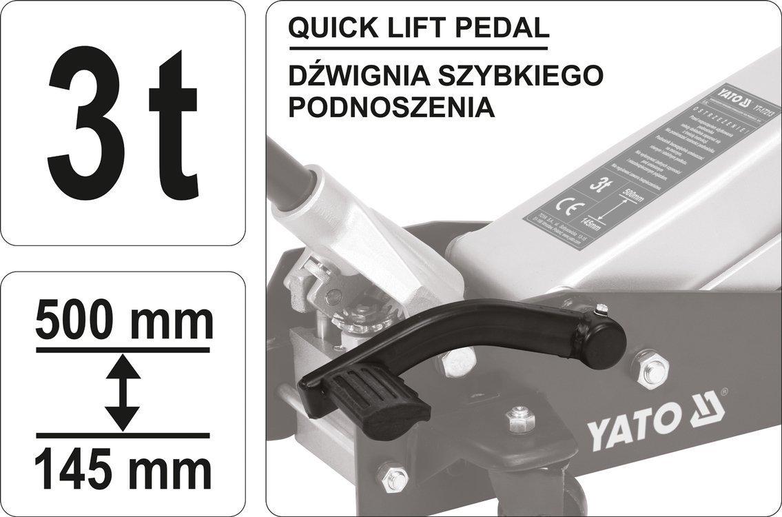 Cric hidraulic tip crocodil 3T cu pedală Yato YT-17213