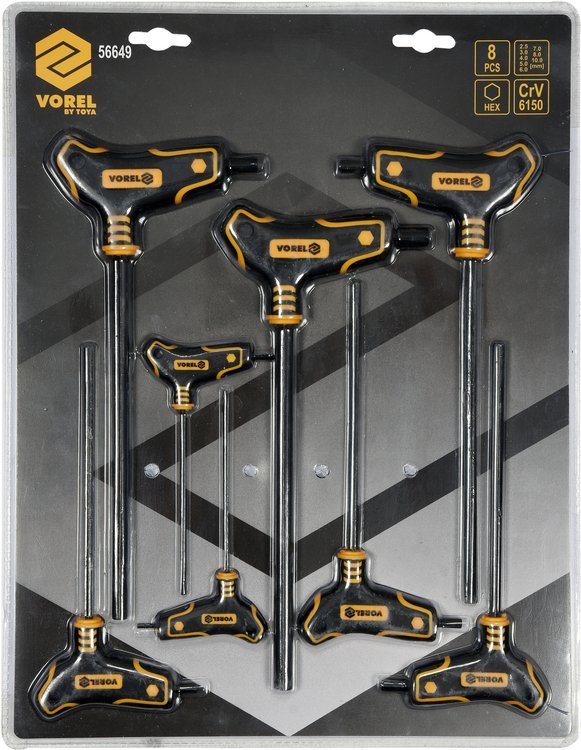Set chei hexagonale cu mâner, 8 piese Vorel 56649