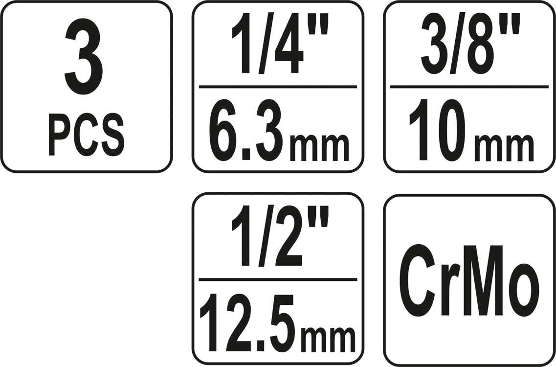 Set articulație cardanică impact 1/4,3/8,1/2 Yato YT-10643
