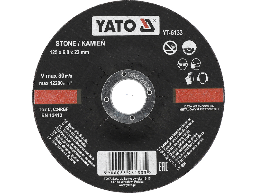 Disc șlefuit piatra 125 x 6. 8 x 22 mm Yato YT-6133