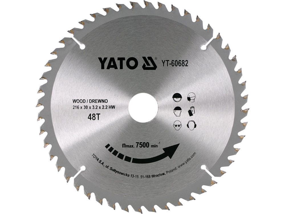 Panză circular 216 x 30 x 3.2 mm 48D lemn Yato YT-60682