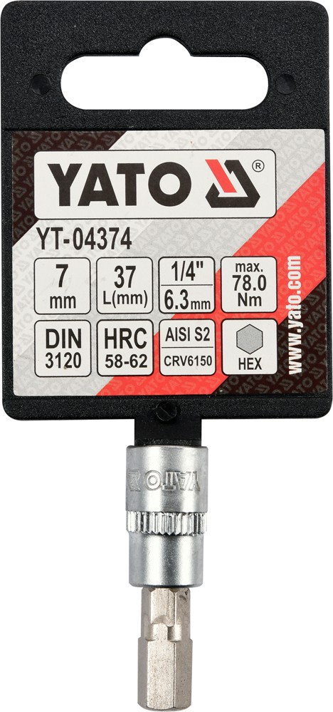 Bit hexagonal 7 mm cu adaptor 37 mm 1/4