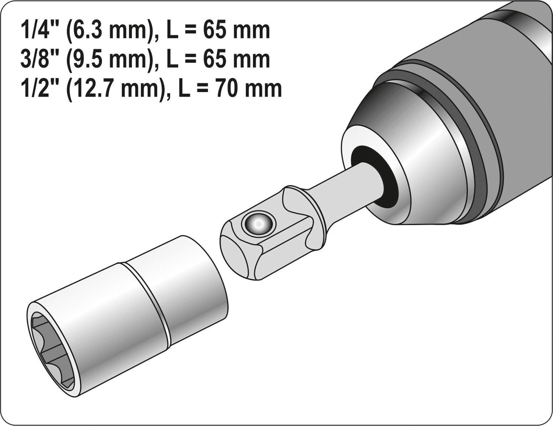 Set adaptoare pentru bormașină 1/4'', 3/8'', 1/2'' Yato YT-04685