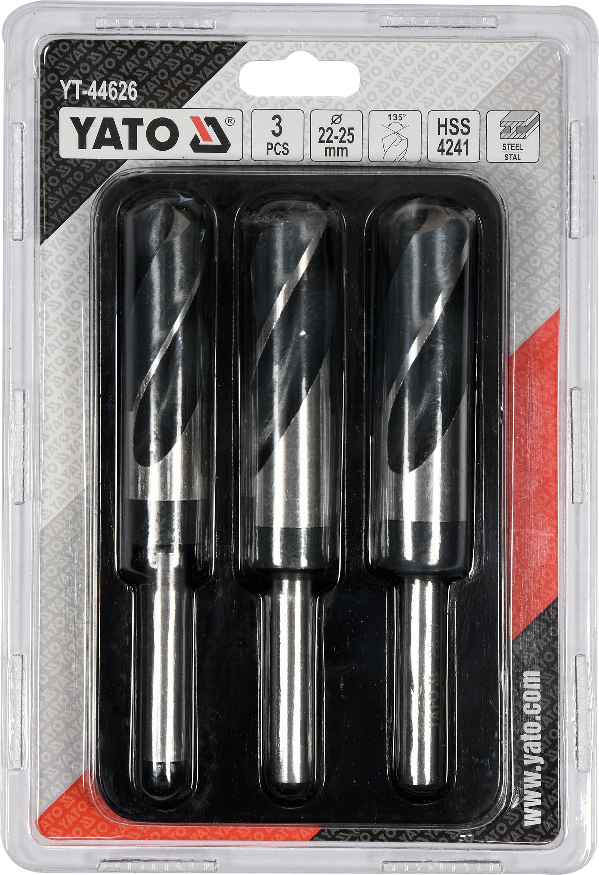 Set burghie pentru metal, 3 buc, 22 - 25 mm Yato YT-44626
