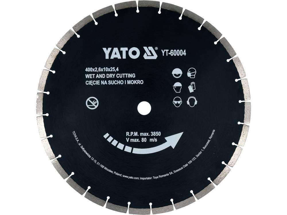 Disc diamantat pentru beton 400 x 25.4 mm Yato YT-60004