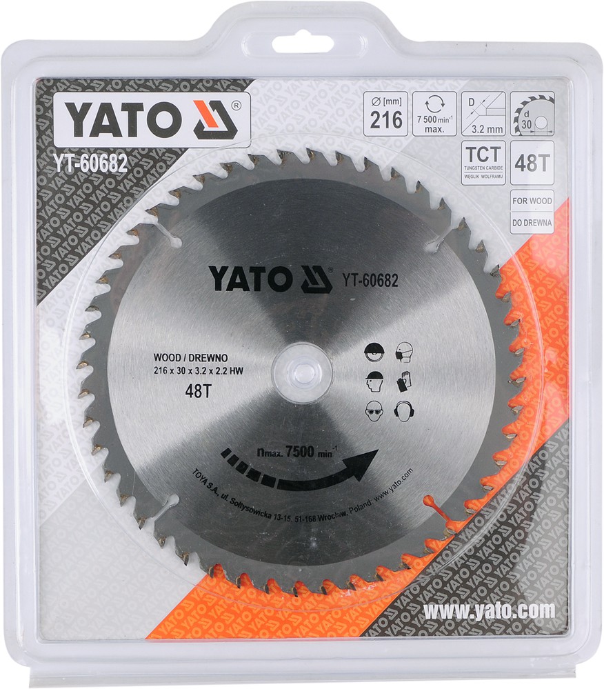 Panză circular 216 x 30 x 3.2 mm 48D lemn Yato YT-60682