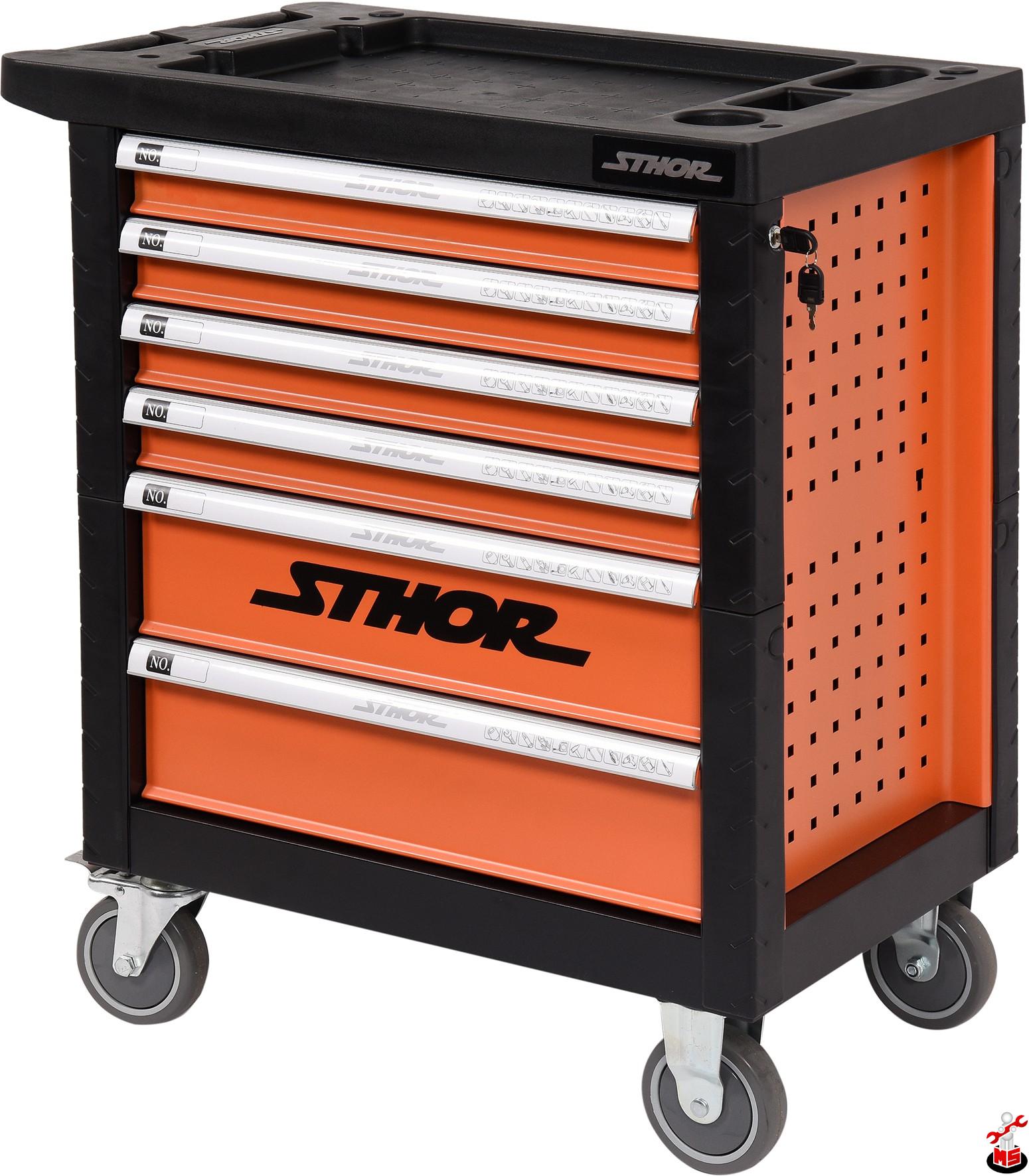 Dulap cu scule echipat complet cu 6 sertare 302 piese Sthor 58550