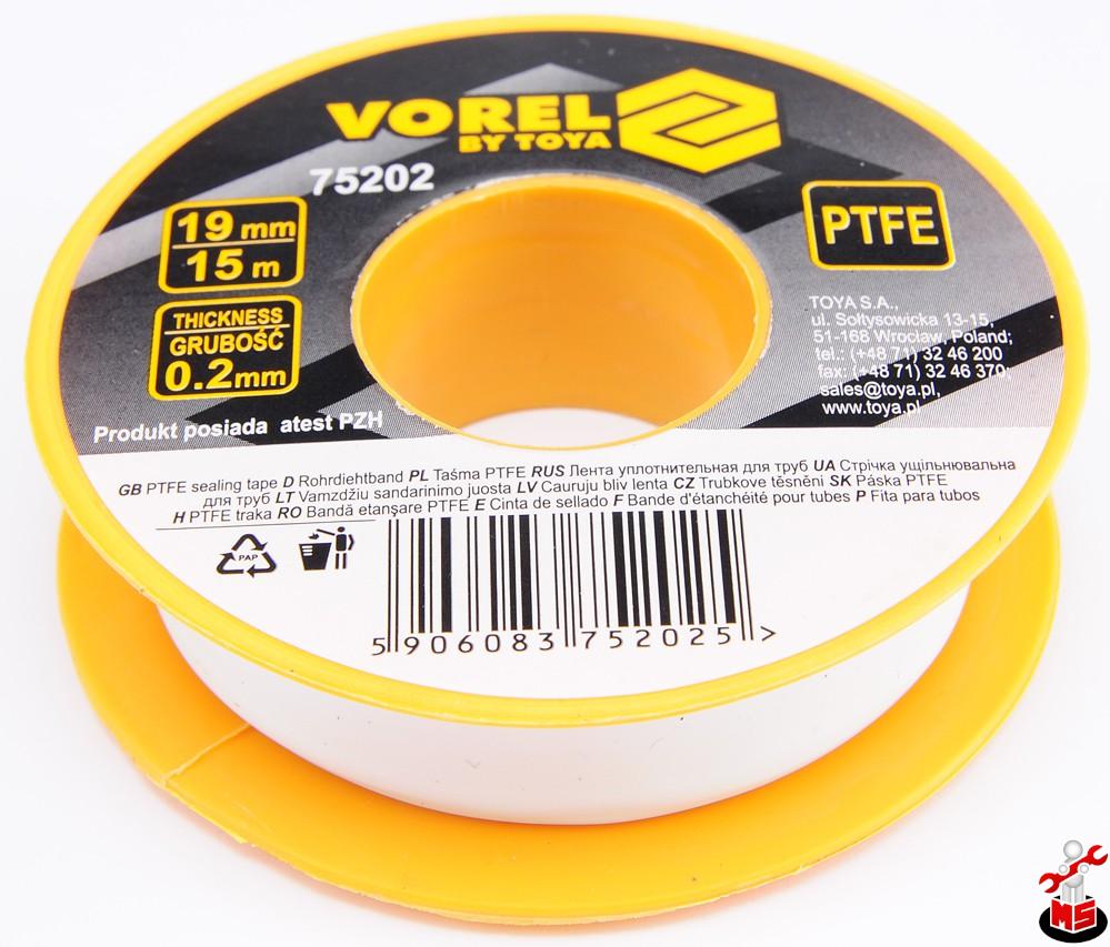 Bandă de teflon 19 mm x 0.2 mm x 15 m Vorel 75202