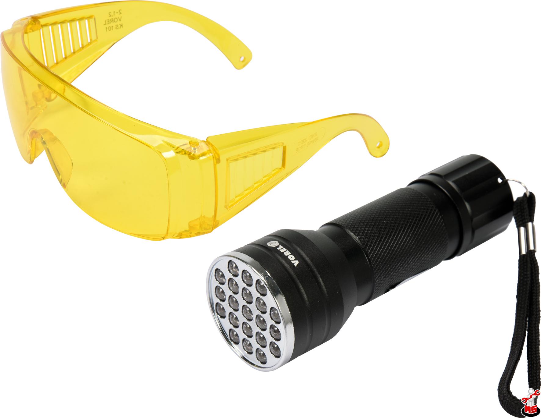 Kit lanterna led UV + ochelari Vorel 82756 | MagazinulCuScule.ro