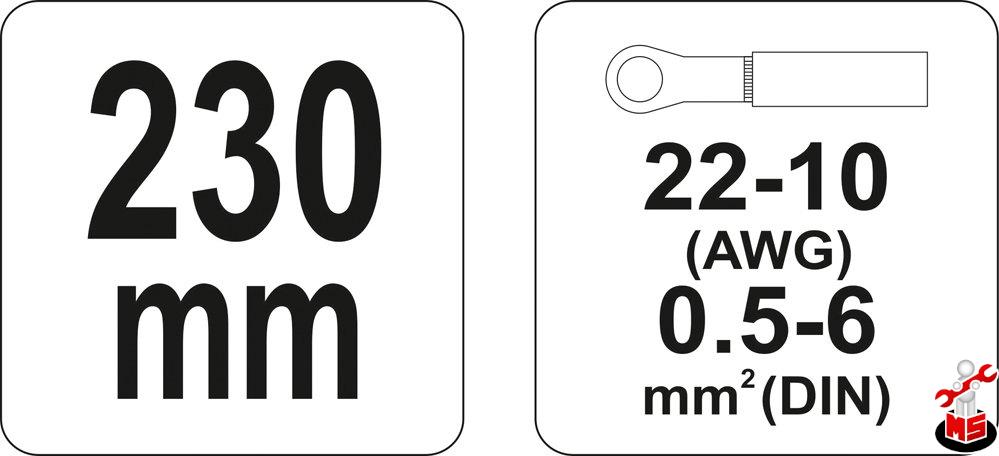 Clește de sertizare pentru conectori 0,5 - 6 mm Yato YT-2296
