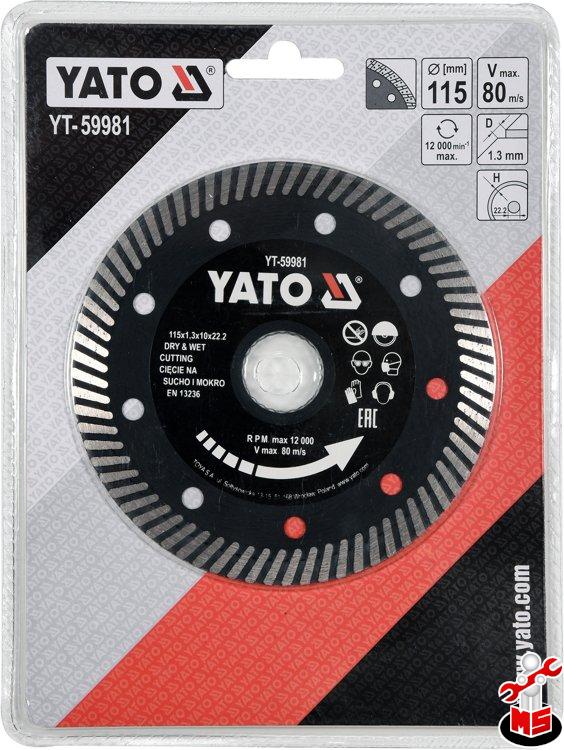 Disc diamantat 115 x 22.2 x1.3 mm Yato YT-59981 | MagazinulCuScule.ro