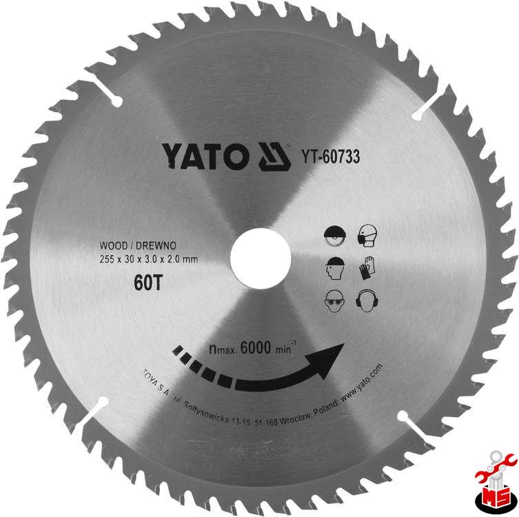 Disc circular pentru lemn 255 x 60T x 30 mm Yato YT-60733