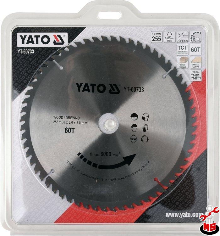 Disc circular pentru lemn 255 x 60T x 30 mm Yato YT-60733