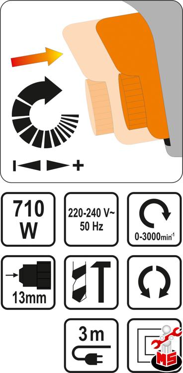 Bormasină cu percuție 710W Sthor 78995 | MagazinulCuScule.ro