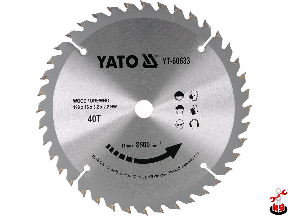 YSK24様 Disc circular pentru lemn 190 x 16 x 2.2 mm Yato YT-60633