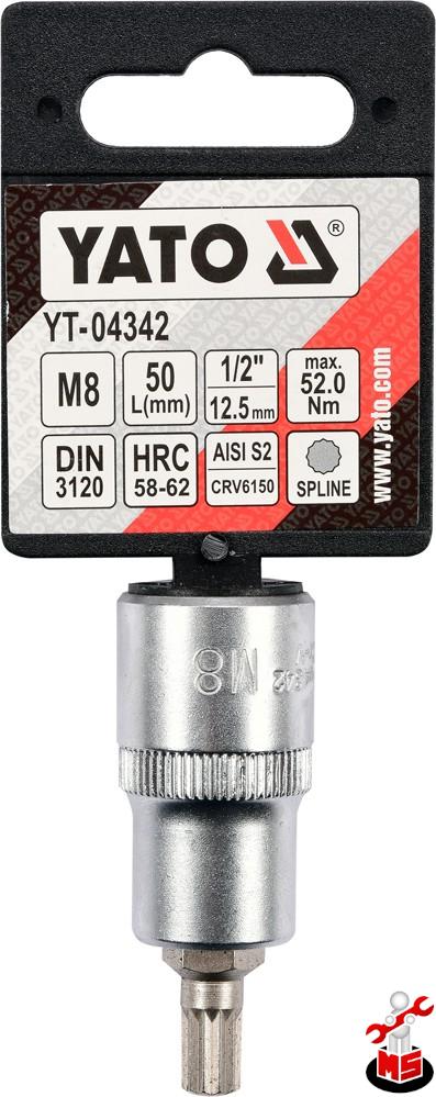 Bit spline M8 cu adaptor 1/2