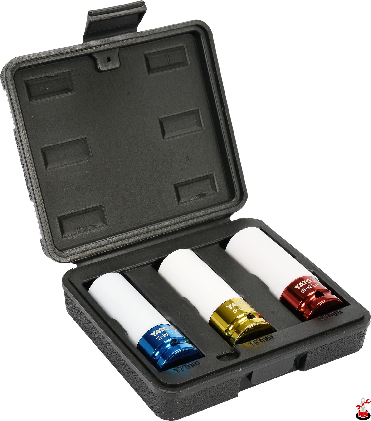 Set 3 Chei tubulare de impact lungi cu protectie de plastic 17, 19
