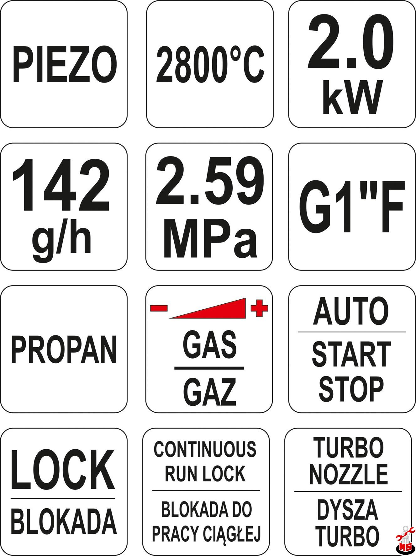 Arzător gaz piezo 2kW Yato YT-36715 | MagazinulCuScule.ro