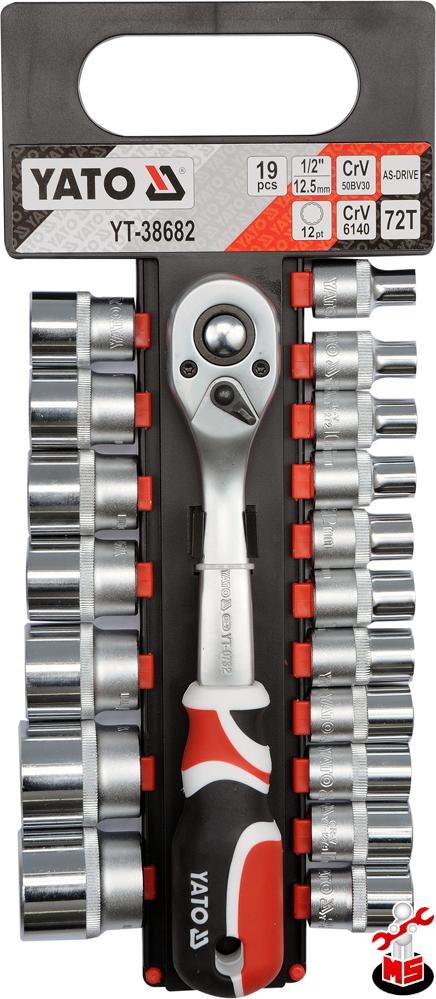 Set 18 Chei Tubulare Bihexagonale și Clichet 1 2 Yato Yt 38682 Magazinulcuscule Ro