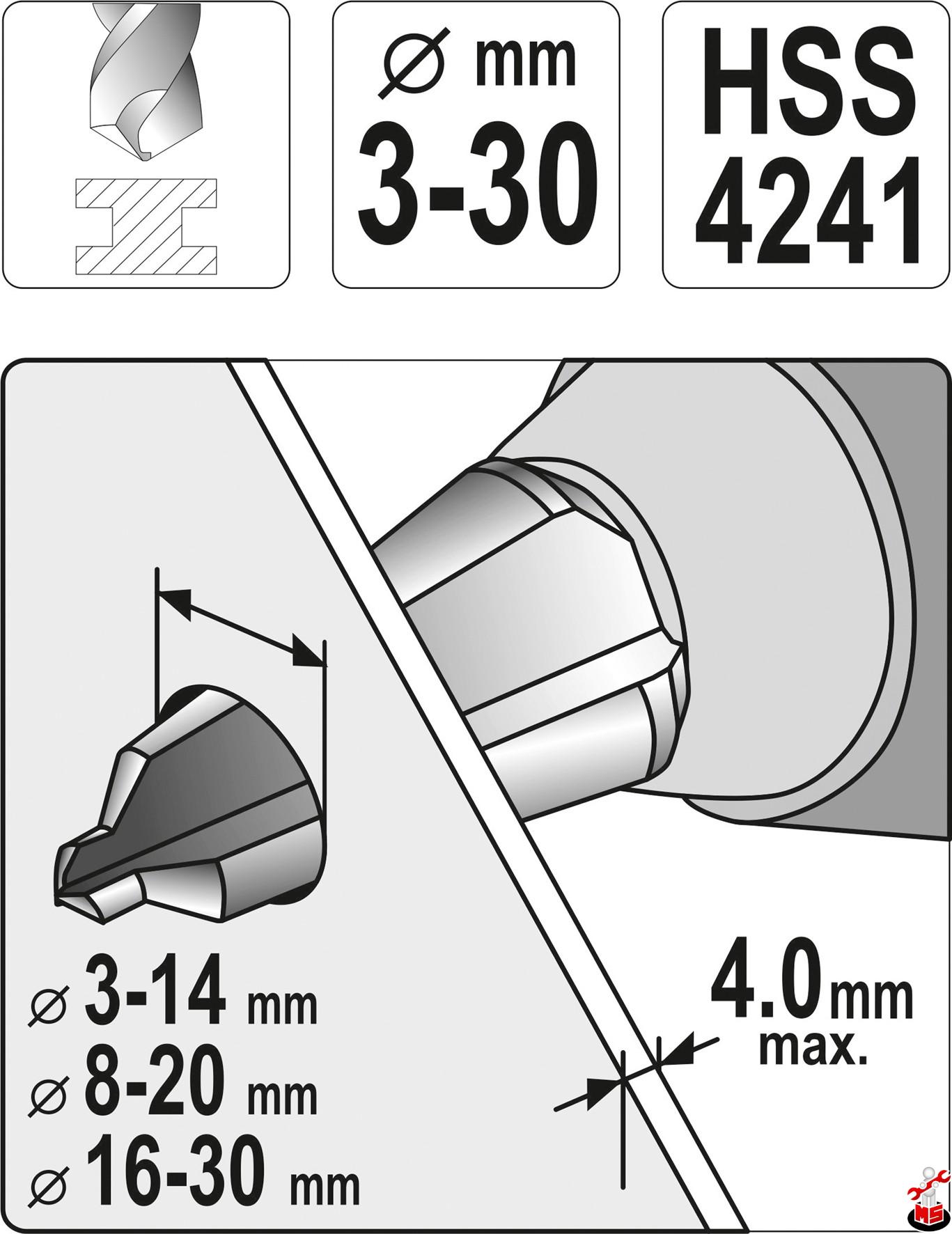 Set alezoare, 3 - 14, 8 - 20, 16 - 30 mm Yato YT-44730