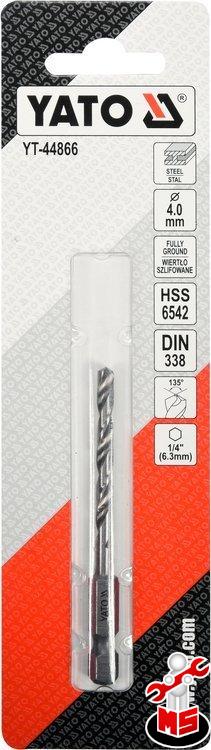 Burghiu metal prindere hex 4 mm Yato YT-44866 | MagazinulCuScule.ro