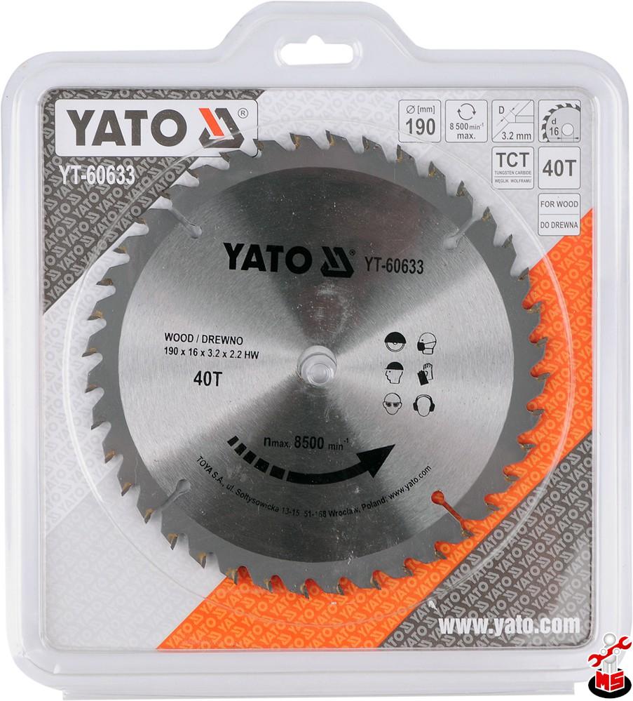 Disc circular pentru lemn 190 x 16 x 2.2 mm Yato YT-60633