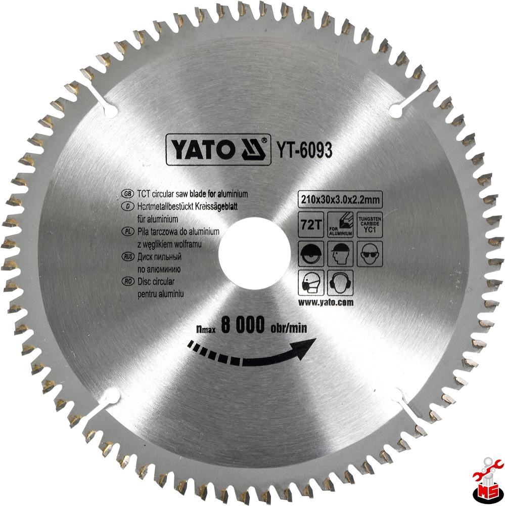 Disc circular pentru aluminiu 210 x 3 x 30 mm Yato YT-6093