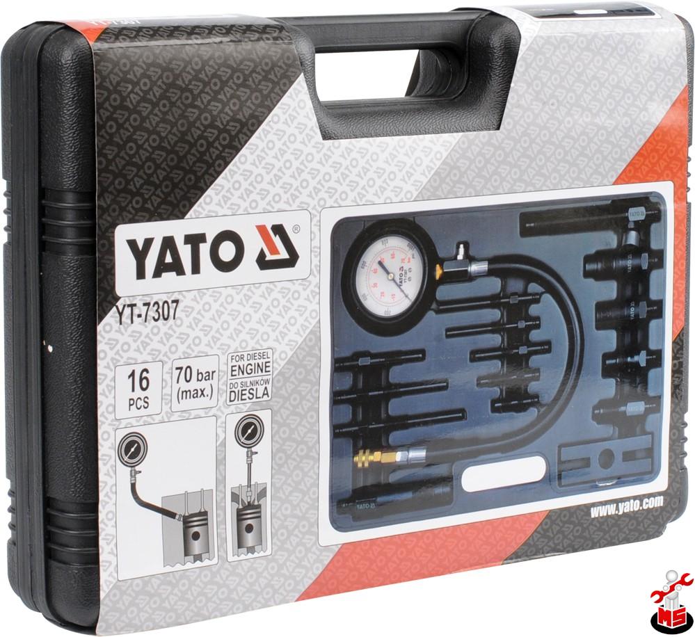 Tester de compresie pentru motor diesel 16 piese Yato YT-7307