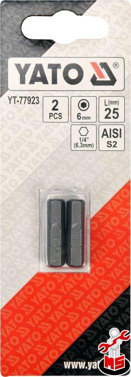 Biți 1/4 25mm hex H6, 2buc Yato YT-77923 | MagazinulCuScule.ro