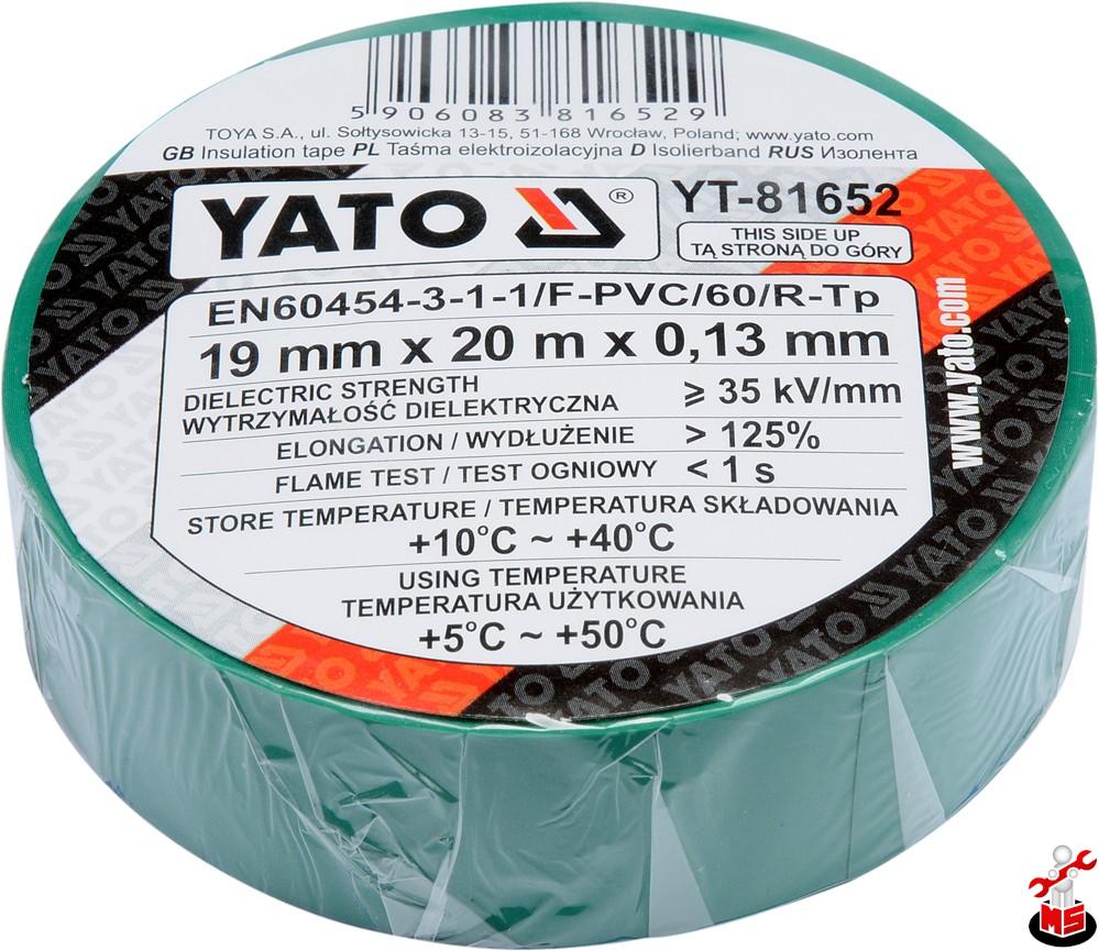 Bandă izolatoare verde 19 mm x 20 m Yato YT-81652